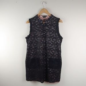 BCBG black lace mock neck dress with pockets